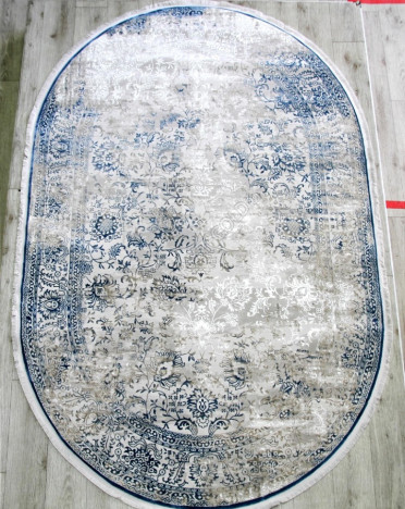 Ковер турецкий 36805C Avangard (Полиэстер хит-сет, голубой) овальный