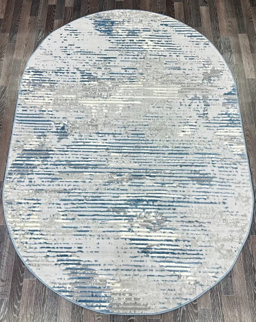 Ковер турецкий D071A Bojnord (PP Heatset Высокоплотный, серый, голубой) овальный