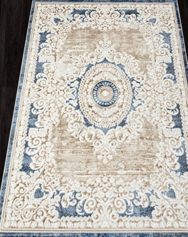 Ковер турецкий O1701-630 ANTEP (Полиэстер, бежевый, голубой)