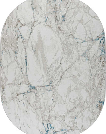 Ковер турецкий 38896A Olimpos овальный (PP Heatset Высокоплотный, бежевый, голубой)