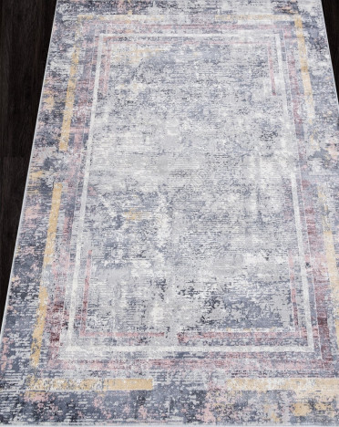 Ковер российский F258 ZUMMA (PP Heatset Высокоплотный, серый, розовый)